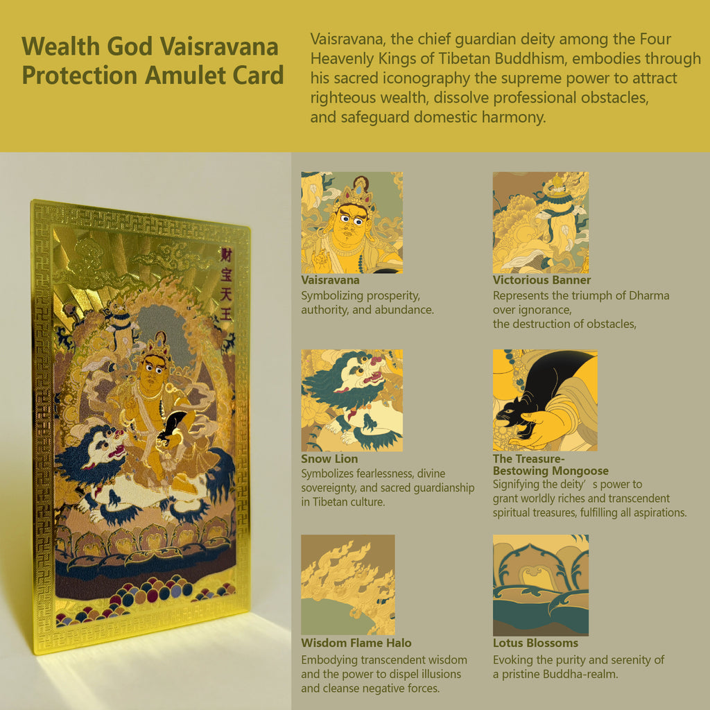 Consecrated Tibetan Buddhist Sacred Object • Wealth God Vaiśravaṇa Protection Amulet Card