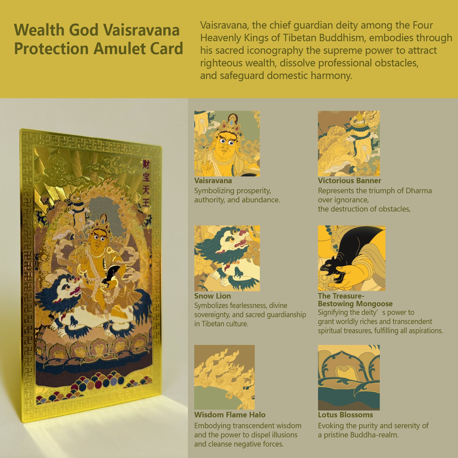 Consecrated Tibetan Buddhist Sacred Object • Wealth God Vaiśravaṇa Protection Amulet Card