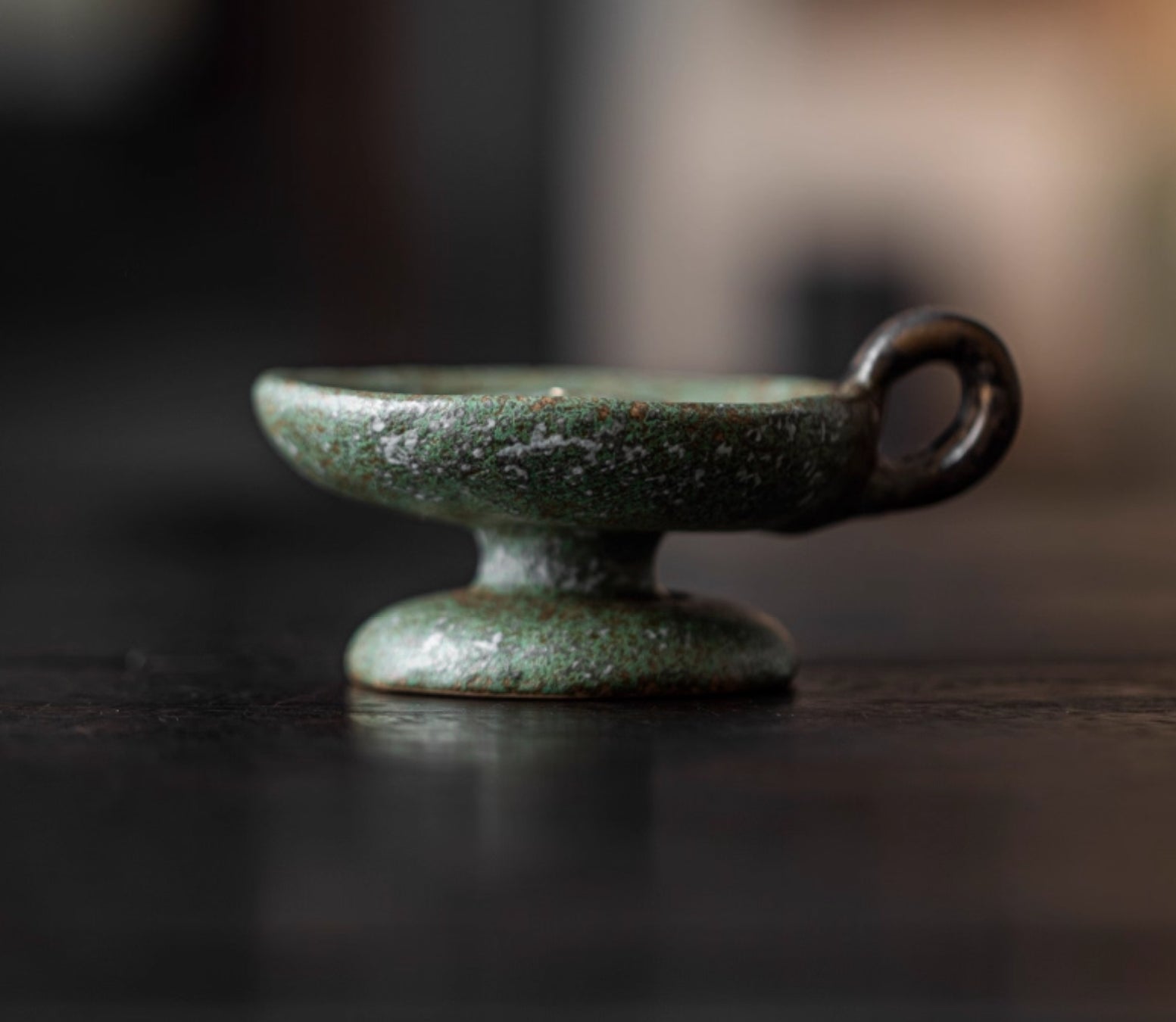 Ceramic Bronze-Glazed Censer with Candle Holder incense holder Design