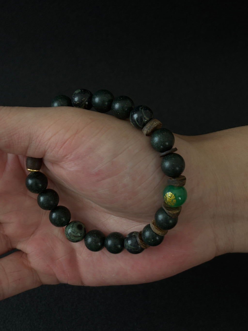 Five-Element Herbal & Aromatic Bracelet Collection Wood Element - Eastern Green (Mu Dong Qing)(Jin Xi Bai) (Jin Xi Bai) (Inspired by the Ancient Chinese Five Elements: Metal, Wood, Water, Fire, Earth)