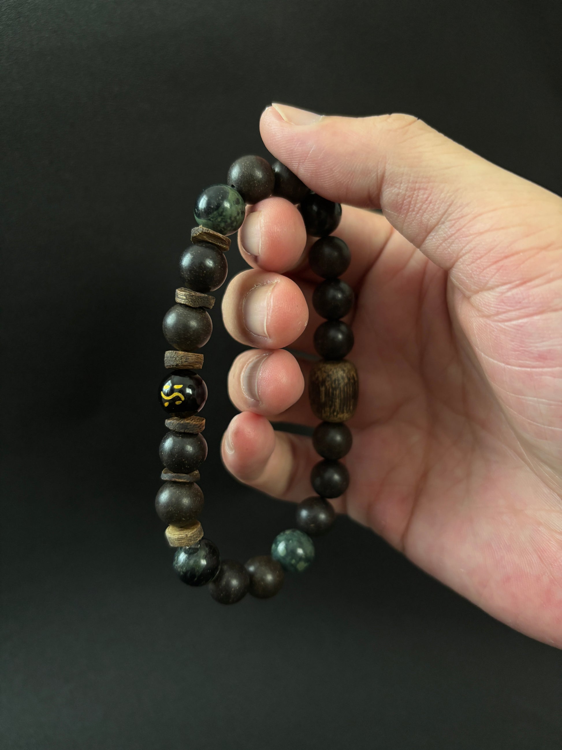 Five-Element Herbal & Aromatic Bracelet Collection Water Element - Northern Black (Bei Shui Hei) (Mu Dong Qing)(Jin Xi Bai) (Jin Xi Bai) (Inspired by the Ancient Chinese Five Elements: Metal, Wood, Water, Fire, Earth)