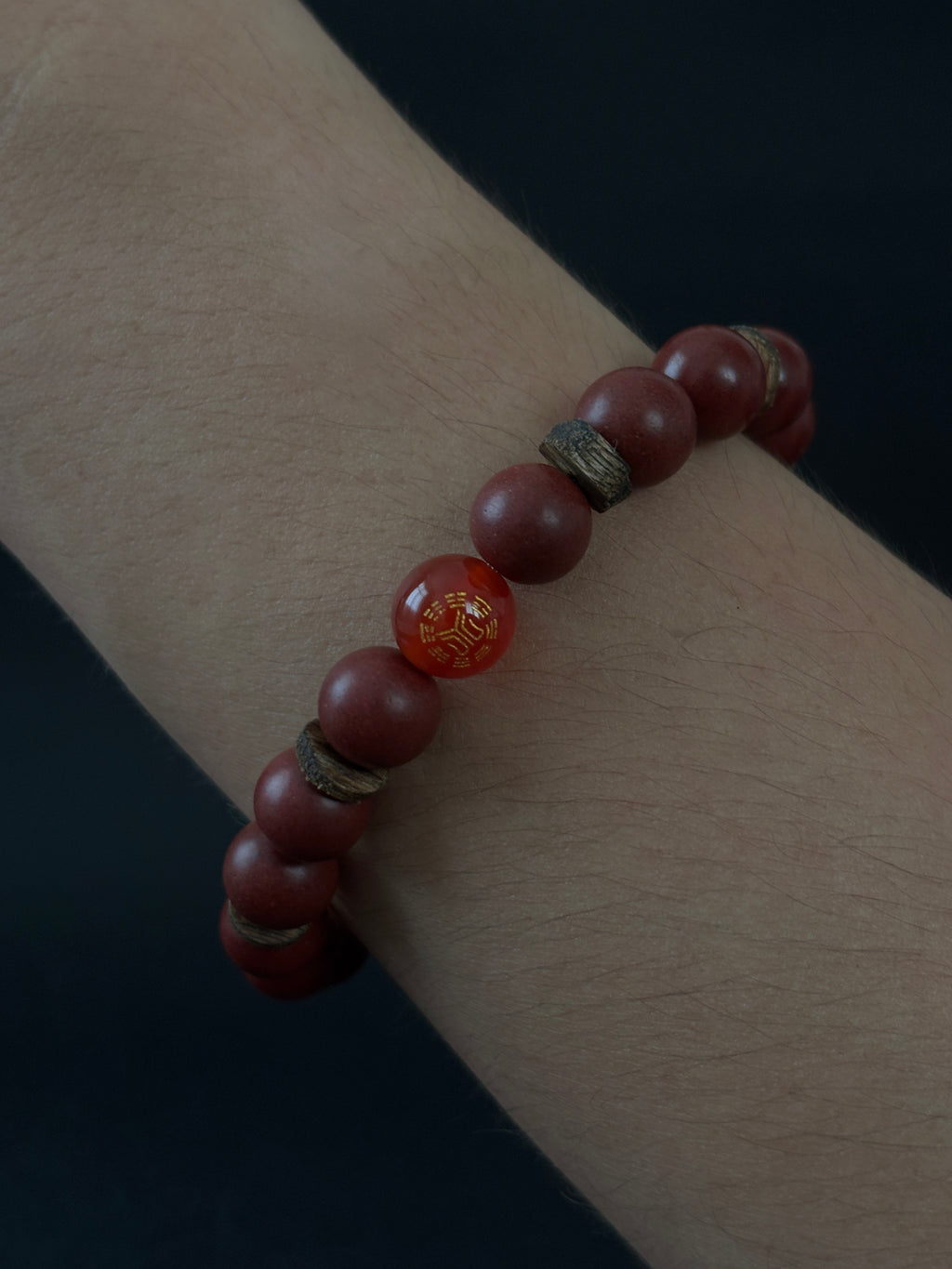 Five-Element Herbal & Aromatic Bracelet Collection Fire Element - Southern Red (Huo Nan Hong) (Bei Shui Hei) (Mu Dong Qing)(Jin Xi Bai) (Jin Xi Bai) (Inspired by the Ancient Chinese Five Elements: Metal, Wood, Water, Fire, Earth)