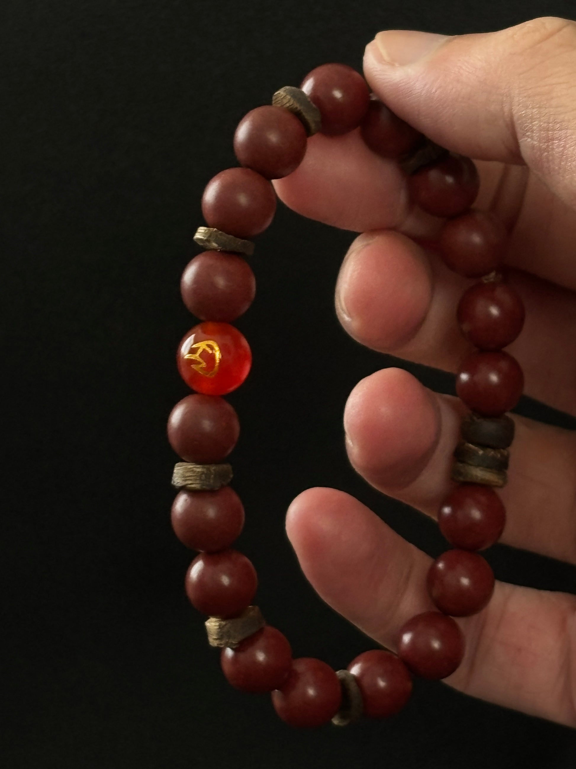 Five-Element Herbal & Aromatic Bracelet Collection Fire Element - Southern Red (Huo Nan Hong) (Bei Shui Hei) (Mu Dong Qing)(Jin Xi Bai) (Jin Xi Bai) (Inspired by the Ancient Chinese Five Elements: Metal, Wood, Water, Fire, Earth)