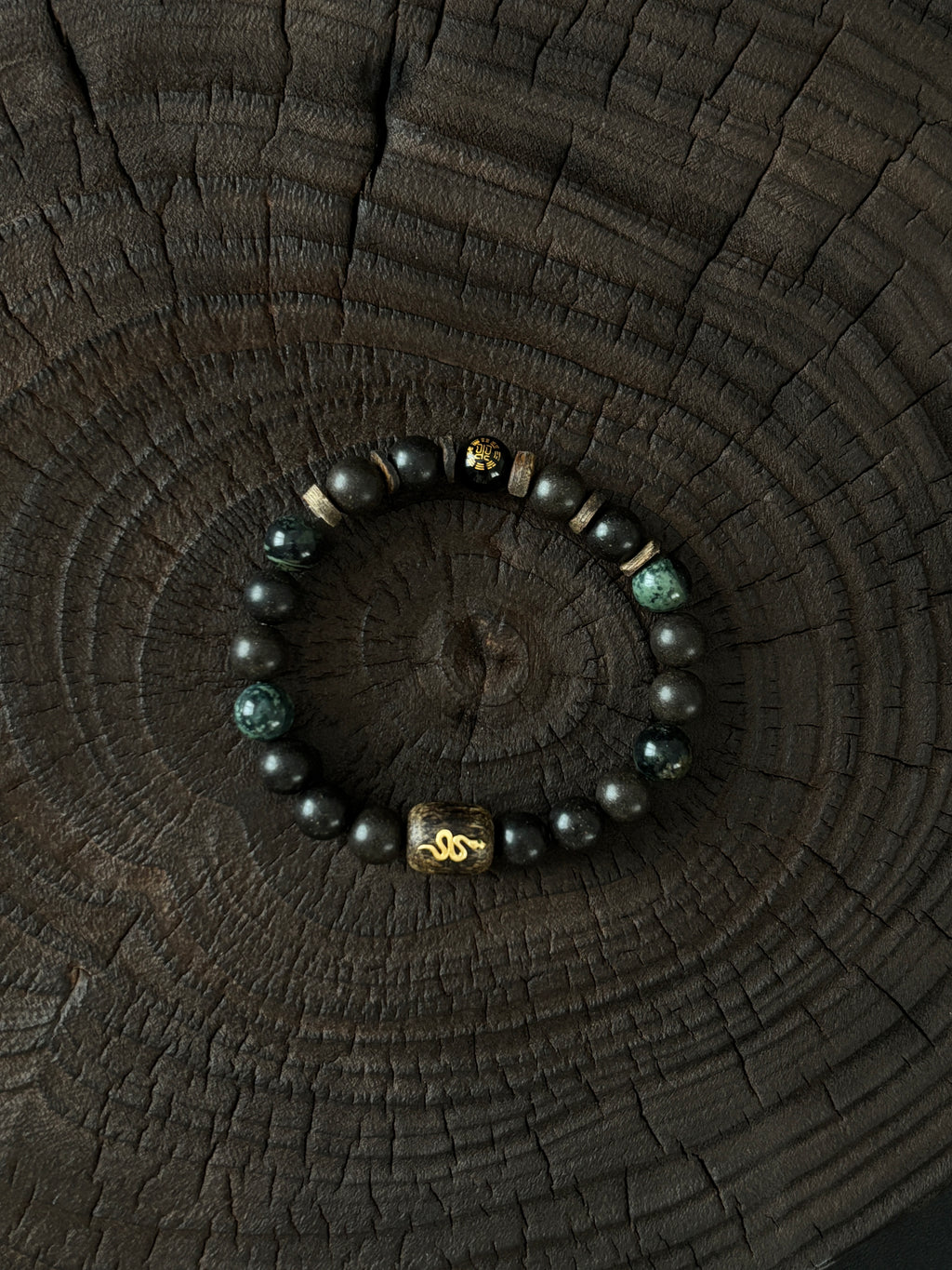 Five-Element Herbal & Aromatic Bracelet Collection Water Element - Northern Black (Bei Shui Hei) (Mu Dong Qing)(Jin Xi Bai) (Jin Xi Bai) (Inspired by the Ancient Chinese Five Elements: Metal, Wood, Water, Fire, Earth)