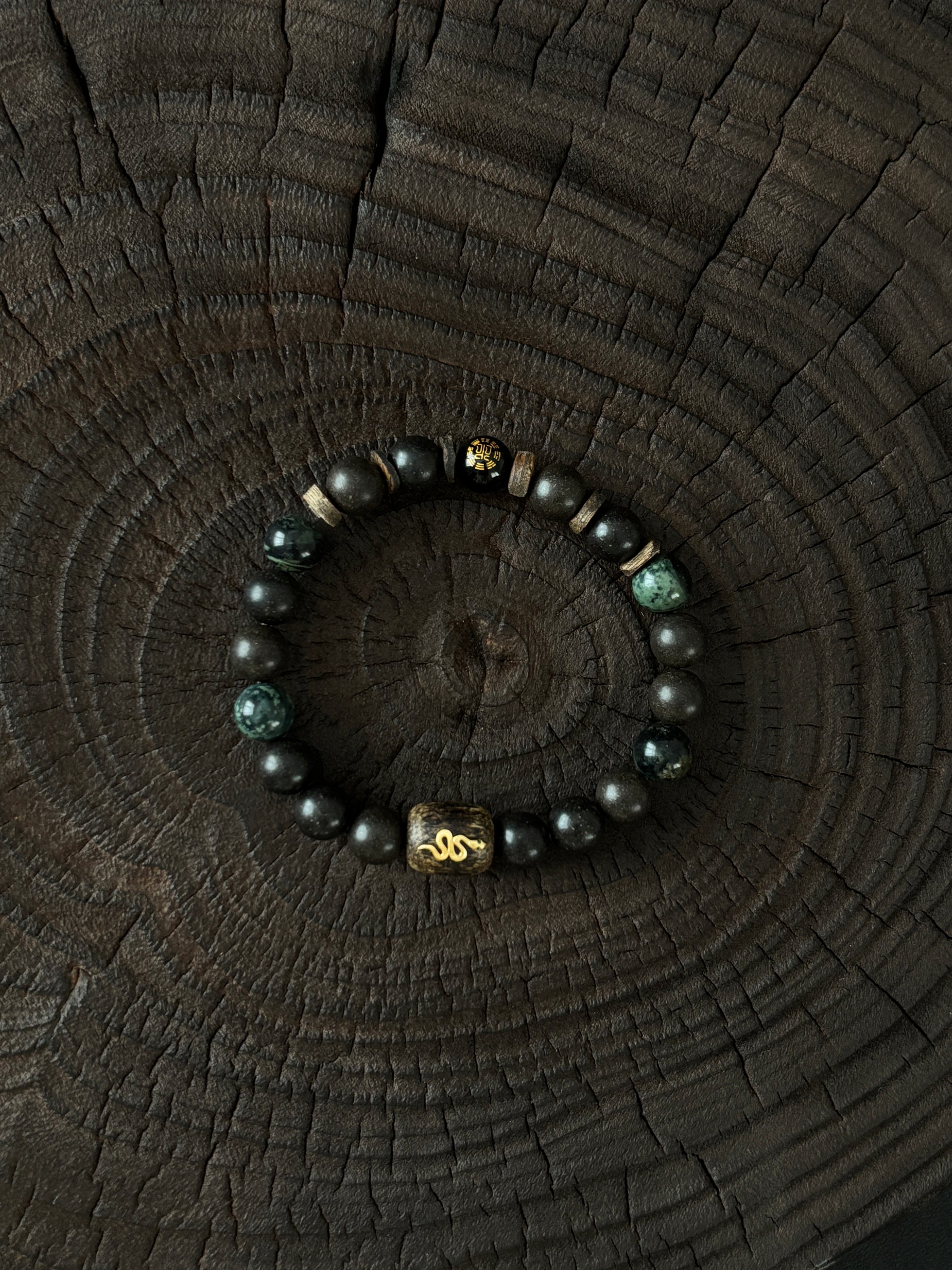 Five-Element Herbal & Aromatic Bracelet Collection Water Element - Northern Black (Bei Shui Hei) (Mu Dong Qing)(Jin Xi Bai) (Jin Xi Bai) (Inspired by the Ancient Chinese Five Elements: Metal, Wood, Water, Fire, Earth)
