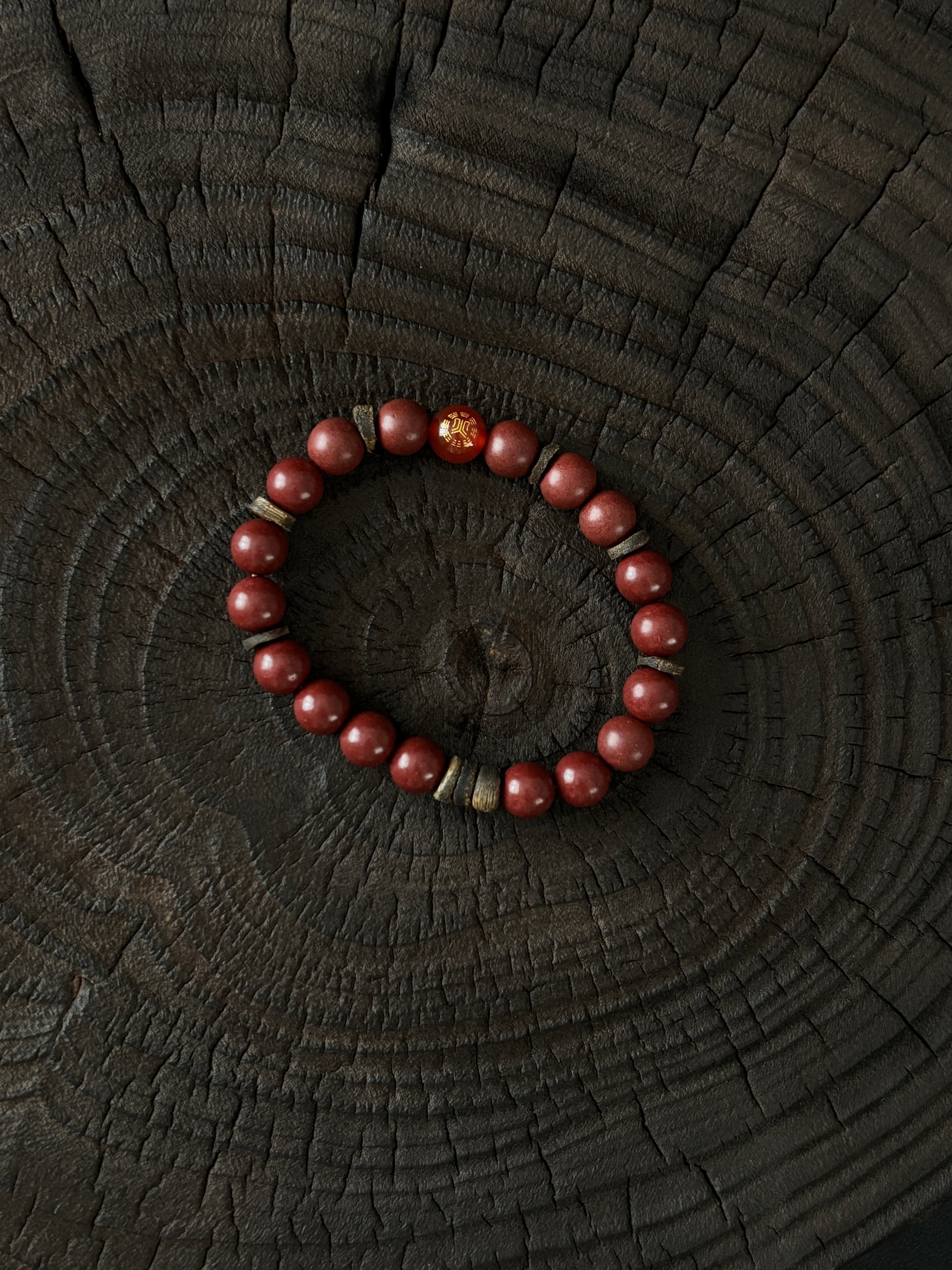 Five-Element Herbal & Aromatic Bracelet Collection Fire Element - Southern Red (Huo Nan Hong) (Bei Shui Hei) (Mu Dong Qing)(Jin Xi Bai) (Jin Xi Bai) (Inspired by the Ancient Chinese Five Elements: Metal, Wood, Water, Fire, Earth)
