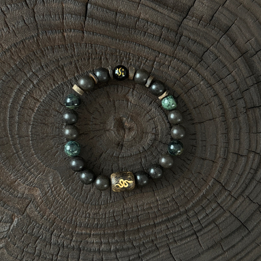 Five-Element Herbal & Aromatic Bracelet Collection Water Element - Northern Black (Bei Shui Hei) (Mu Dong Qing)(Jin Xi Bai) (Jin Xi Bai) (Inspired by the Ancient Chinese Five Elements: Metal, Wood, Water, Fire, Earth)