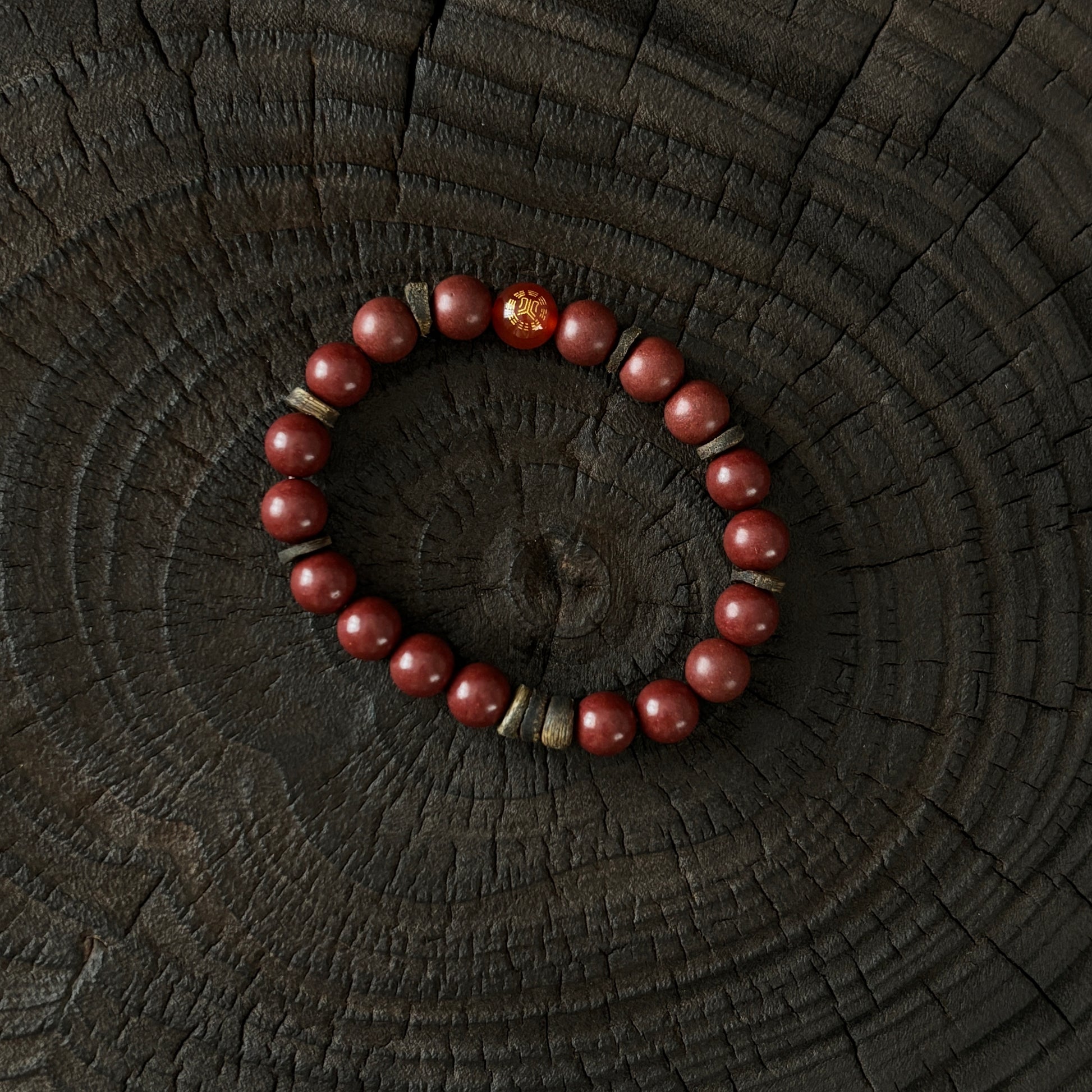Five-Element Herbal & Aromatic Bracelet Collection Fire Element - Southern Red (Huo Nan Hong) (Bei Shui Hei) (Mu Dong Qing)(Jin Xi Bai) (Jin Xi Bai) (Inspired by the Ancient Chinese Five Elements: Metal, Wood, Water, Fire, Earth)