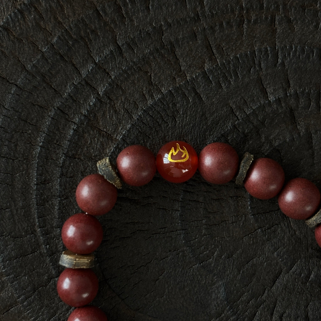 Five-Element Herbal & Aromatic Bracelet Collection Fire Element - Southern Red (Huo Nan Hong) (Bei Shui Hei) (Mu Dong Qing)(Jin Xi Bai) (Jin Xi Bai) (Inspired by the Ancient Chinese Five Elements: Metal, Wood, Water, Fire, Earth)