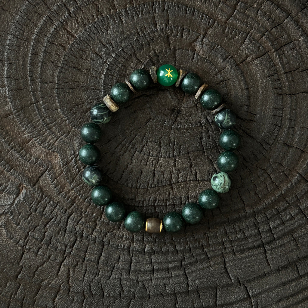 Five-Element Herbal & Aromatic Bracelet Collection Wood Element - Eastern Green (Mu Dong Qing)(Jin Xi Bai) (Jin Xi Bai) (Inspired by the Ancient Chinese Five Elements: Metal, Wood, Water, Fire, Earth)