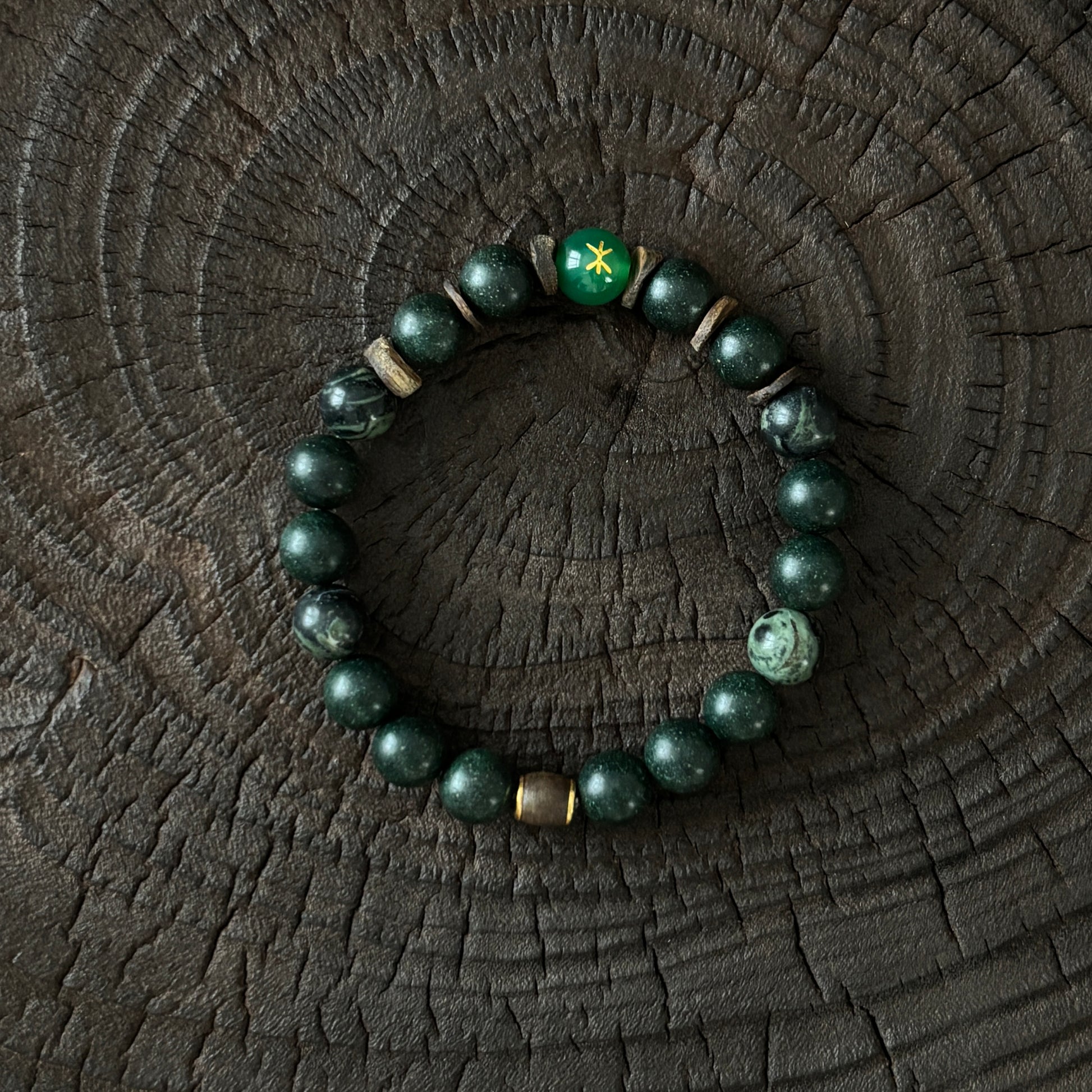 Five-Element Herbal & Aromatic Bracelet Collection Wood Element - Eastern Green (Mu Dong Qing)(Jin Xi Bai) (Jin Xi Bai) (Inspired by the Ancient Chinese Five Elements: Metal, Wood, Water, Fire, Earth)
